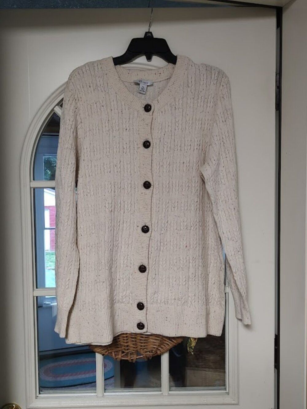 New The Tog Shop Light Beige Multi-Color Specks Button Down Cardigan Women's XL
